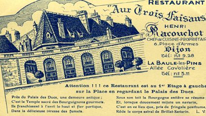 Carte postale du restaurant Les Trois Faisans où se déroule le récit "Une mariée à Dijon"