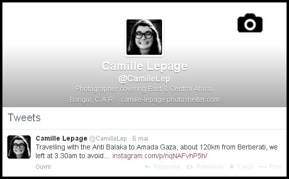 Le compte Twitter de Camille Lepage
