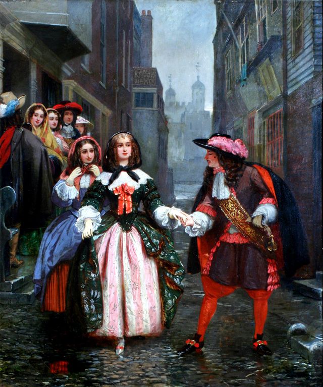 Samuel Pepys et Lady Batten. Tableau de James Digman Wingfield, inspiré d'un extrait du Journal de Pepys, le 15 novembre 1665