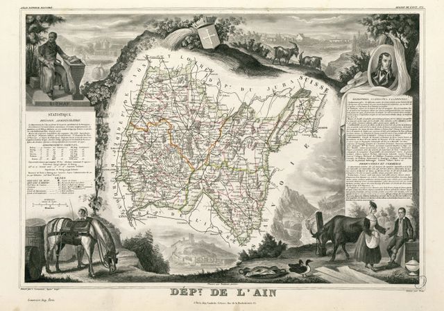 Carte du département de l'Ain par V. Levasseur - 1854