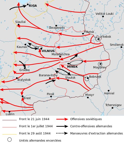 Centre du Front de l'Est du 22 juin au 29 août 1944 lors de l'Opération Bagration en Ruthénie blanche.