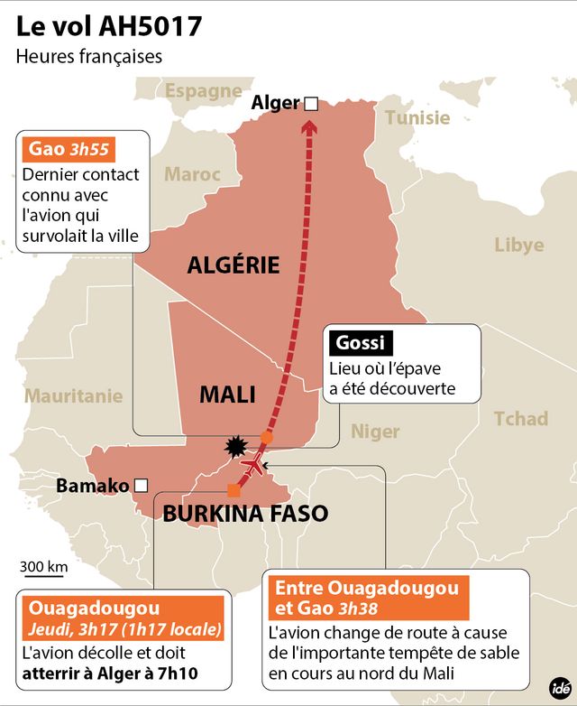 L'épave de l'avion d'Air Algérie localisée au Mali