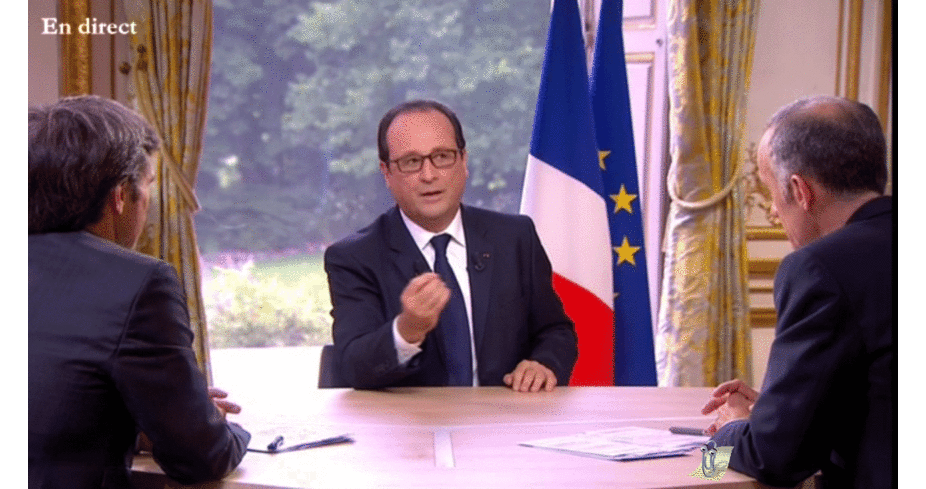 François Hollande a répondu aux questions de David Pujadas et Gilles Bouleau, le 14 juillet