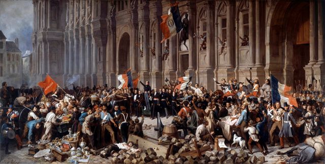 Lamartine rejetant le drapeau rouge à l'Hotel de ville de Paris, 1848, par Henri Felix Philippoteaux