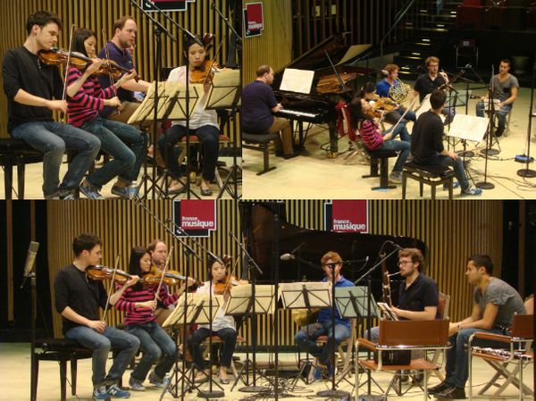 Jonas Vitaud (piano), Omer Bouchez (violon), Elise Liu (violon), Yung-Hsin Chang (alto), Amaury Viduvier (clarinette), Maxime Tomba (cor) & Rafaël Angster (basson) © Flora Sternadel