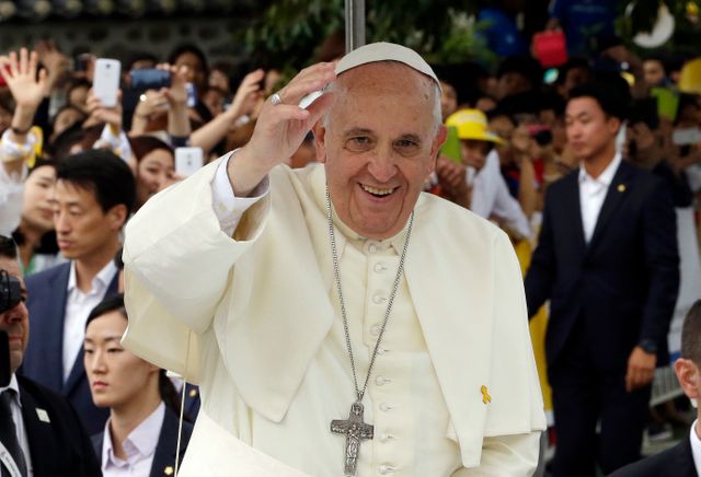Le Pape François durant l'un des messes en Corée