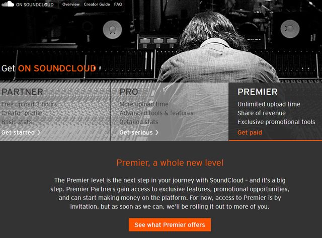 Le nouveau service On Soundcloud (copie d'écran)