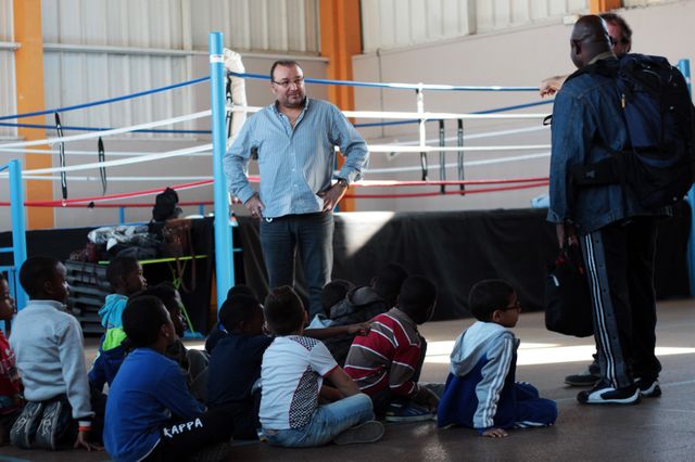 Christophe Tiozzo dans son académie, à Villiers-le-Bel