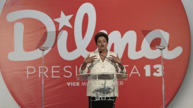Dilma Rousseff lors de sa victoire au premier tour