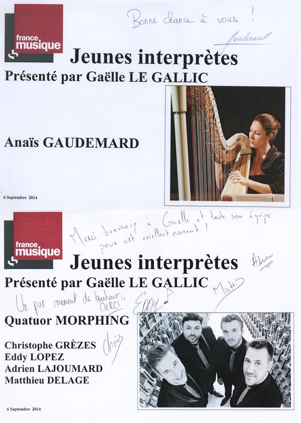 livre d'or Génération jeunes interprètes du 06-9-2014