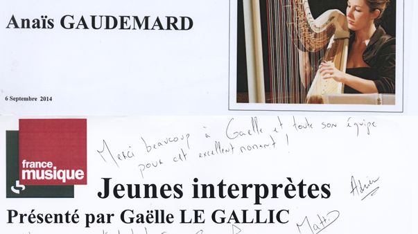 livre d'or Génération jeunes interprètes du 06-9-2014