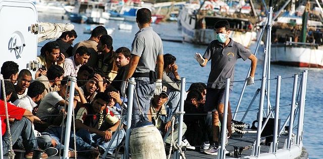Migrants en provenance de l'île de Lampedusa, août 2007