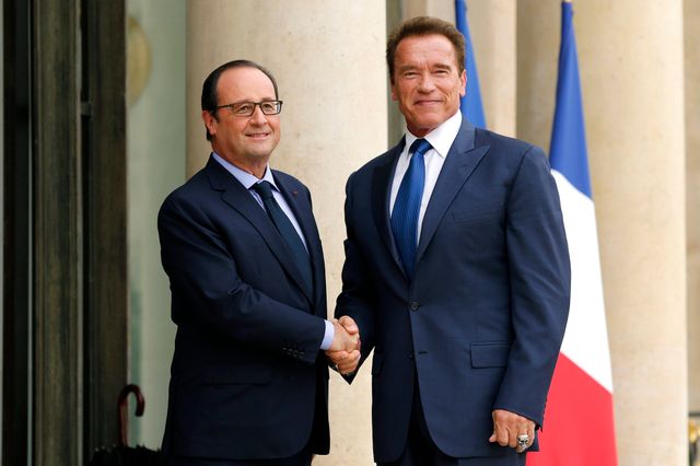 François Hollande et Arnold Schwarzenegger à l'Élysée