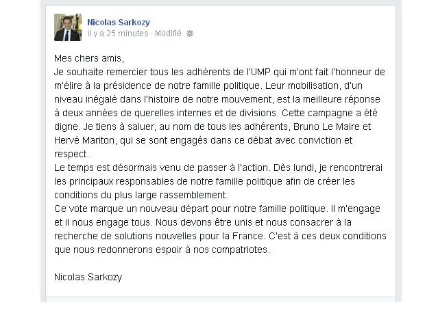 Sarkozy sur Facebook