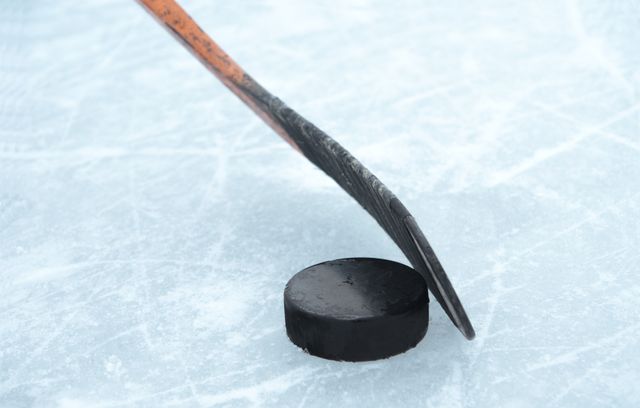 Hockey surglace, crosse et palet