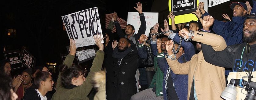 Manifestations à New York, contre l'injustice, suite à l'assassinat de Michaël Brown à Ferguson, 25 nov.2014