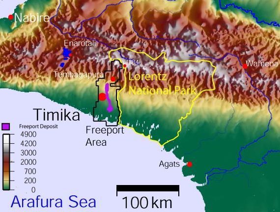 Freeport Contract Area and Lorentz National Park in West Papua