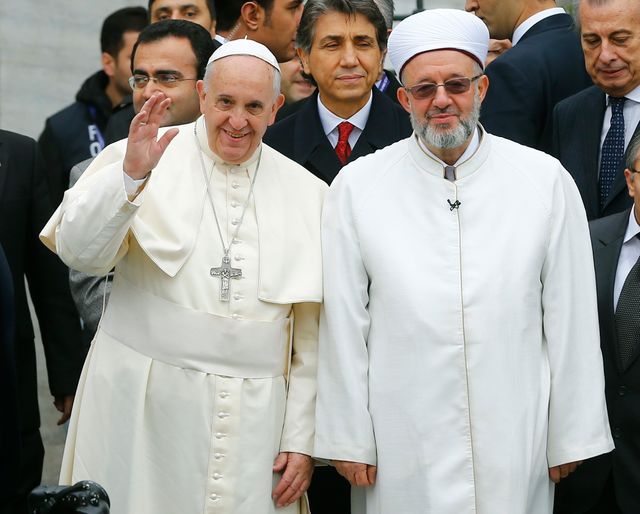 Le pape François et le Mufti d'Istanbul, Rahmi Yaran