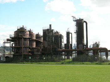 Gas Works Park à Seattle, dernière usine de gaz de charbon aux Etats-unis