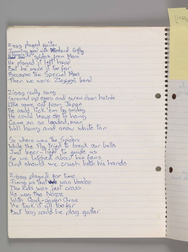 Manuscrit de Ziggy Stardust
