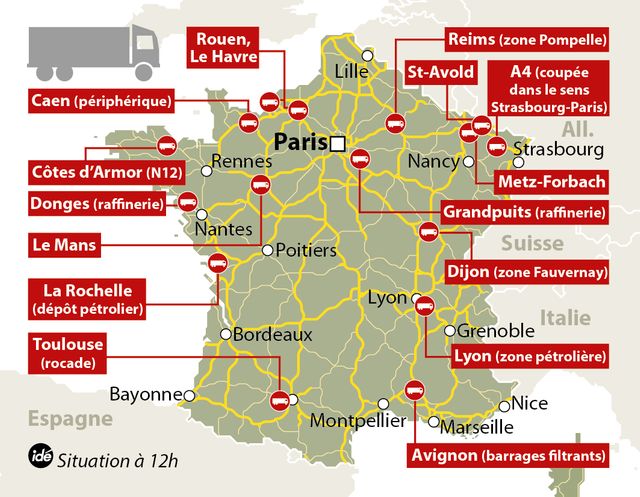 Situation du blocage des routiers à midi