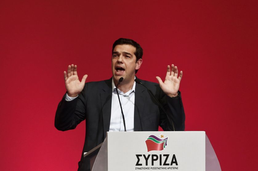 Le leader de Syriza, Alexis Tsipras, en meeting