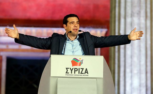 Alexis Tsipras après son discours de victoire