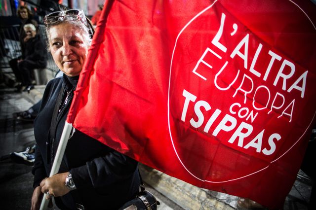 ATHENES - MEETING D'ALEXIS TSIPRAS LEADER DU PARTI DE SYRIZA (EXTREME GAUCHE)