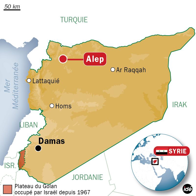 Carte de localisation d'Alep, en Syrie
