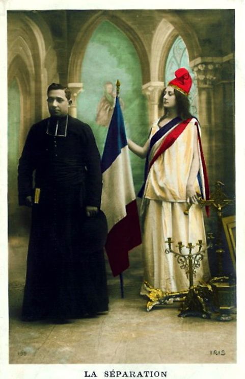 Allégorie de la loi française de Séparation de l'Eglise et de l'Etat (1905)