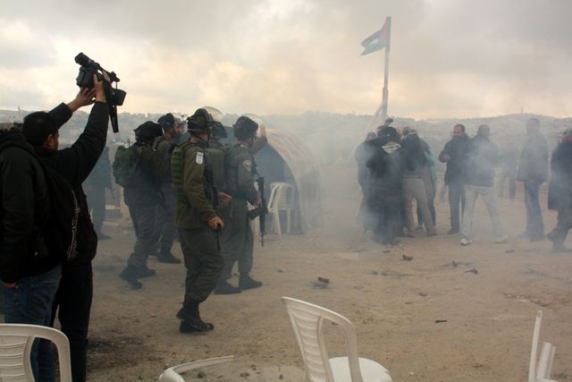 manifestation dispersée par l'armée israélienne