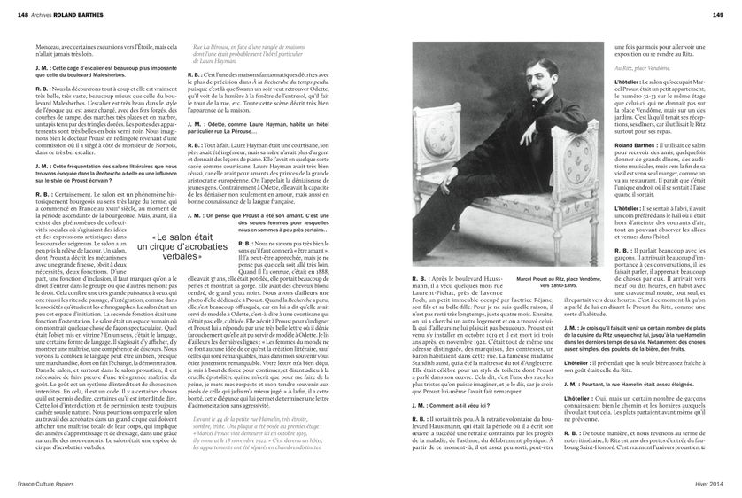 Dans le Paris de Marcel Proust, page 149 France Culture Papiers n°12