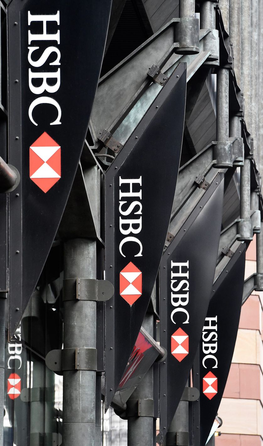 Bannières de la banque HSBC à Londres