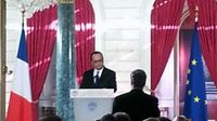 François Hollande à l'Elysée pour sa 5e conférence de presse, le 5 février 2015