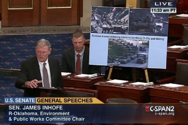 Capture d'écran de l'intervention de James Inhofe devant le Sénat américain le 11 février 2015 - C-SPAN