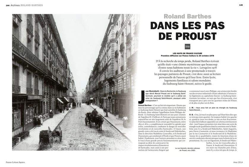 Dans le Paris de Marcel Proust, page 145 France Culture Papiers n°12