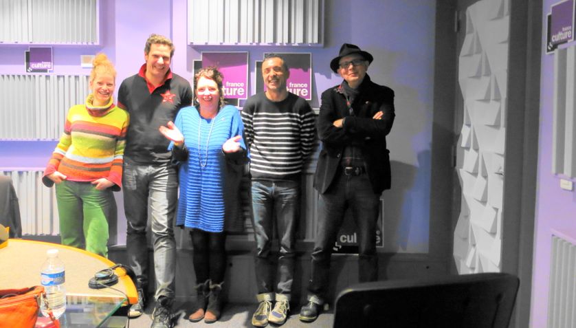 France Culture, studio 153 ... Marie Chassot, Loïc Canitrot, Aline Pailler, Karim Ressouni-Demigneux & Michel Roger (de g. à d.)