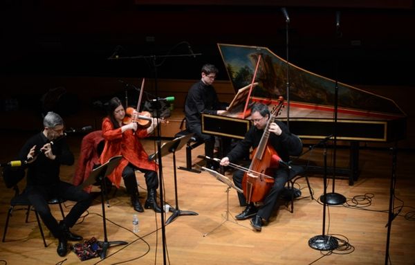 De gauche à droite : Serge Saitta, Florence Malgoire, Paolo Zanzu, Emmanuel Balssa © Flora Sternadel