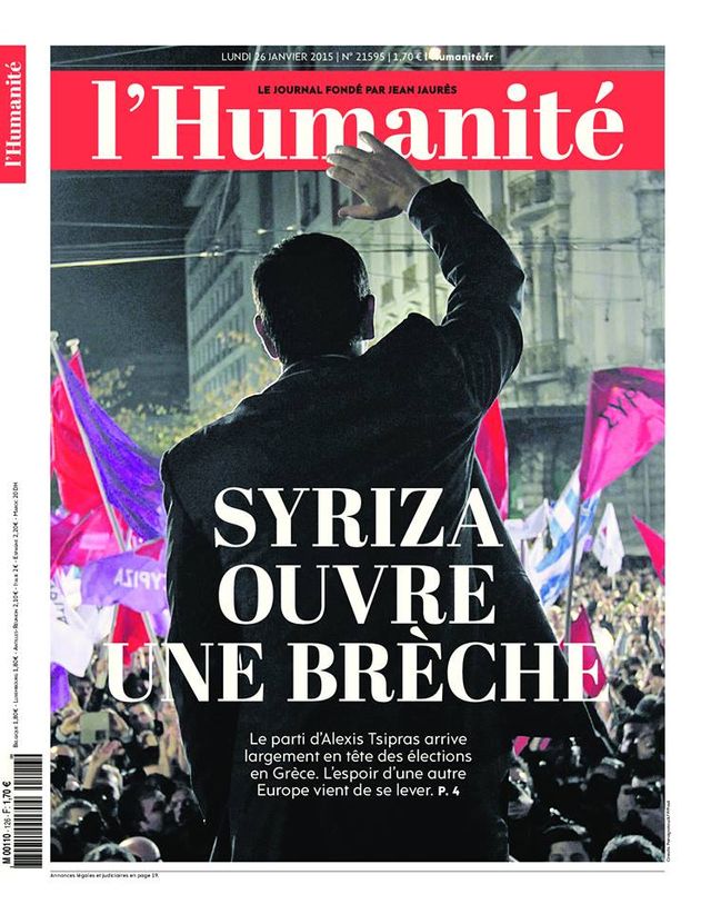 La Une au lendemain de la victoire de Siriza en Grèce