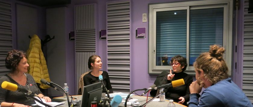 France Culture, studio 153... Aline Pailler, Elodie Chaumette, Emmanuelle Laborit & Yvan Corbineau (de g. à d.)