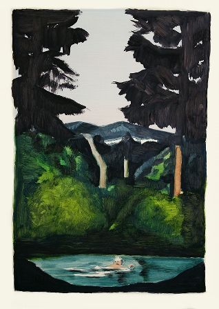 "While I was gone I went for a lil' swimming" 2013 Huile sur papier marouflée sur bois 71 x 51 cm