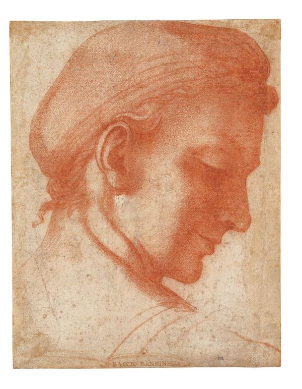 Baccio (Bartolomeo) Bandinelli, « Etude de tête vue de dos, de profil vers la droite » (vers 1518) - Sanguine, collection Jean Bonna © photo Patrick Goetelen, Genève Hermitage