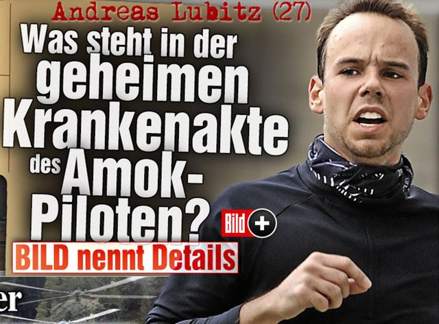 Andreas Lubitz à la une du Bild