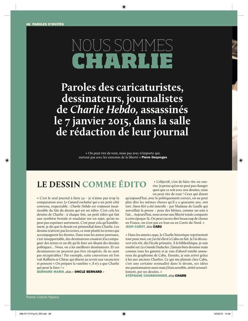 Hommage à Charlie Hebdo Pages 68 à 71