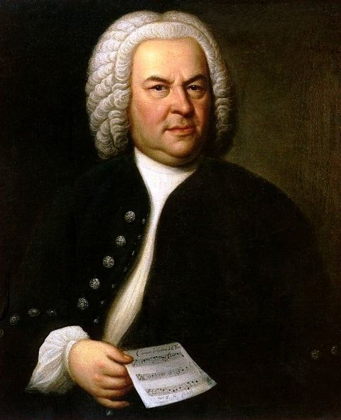 Johann Sebastian Bach (aged 61) in a portrait by Elias Gottlob Haussmann