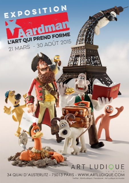 Affiche de l'exposition "Aardman, l'art qui prend forme"