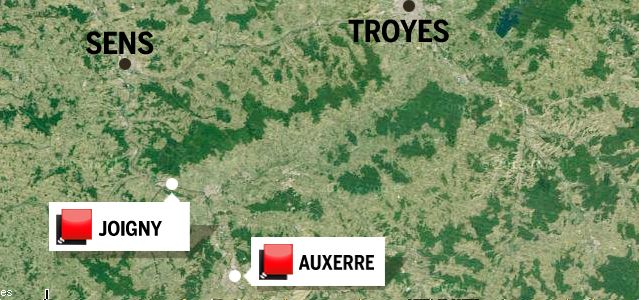 Carte Yonne - Jeu des 1000 euros
