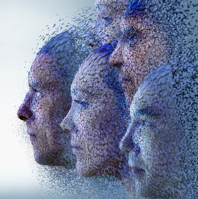 Nuages de données formant des visages