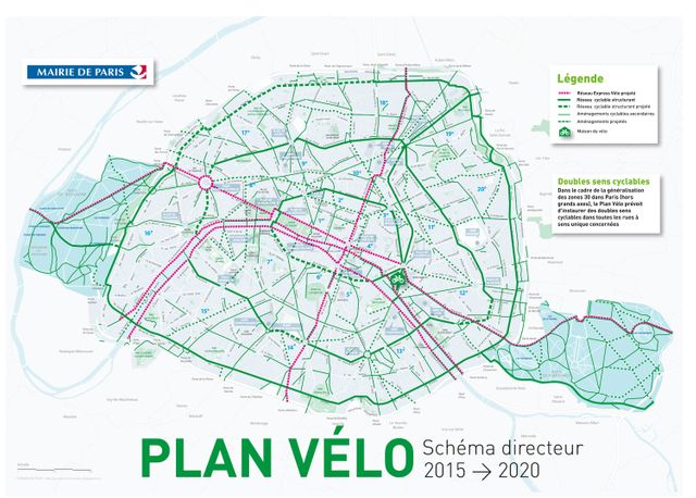 La nouvelle carte des aménagements cyclables de la ville de Paris.