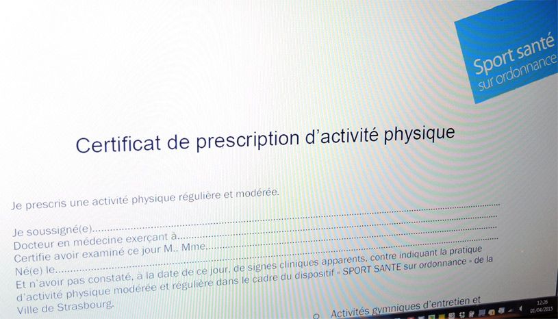 Certificat de prescription d'activité physique strasbourgeois